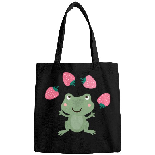 Frog Pet Gif Cottagecore Kawaii Frog with Strawberries Bags