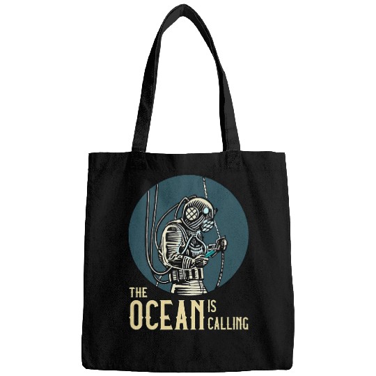 The Ocean Is Calling Antique DIving Helmet Sea Life Bags