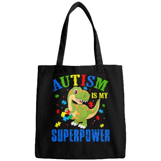 Autism Puzzle Dino TRex Autism Is My Superpower Cool Bags