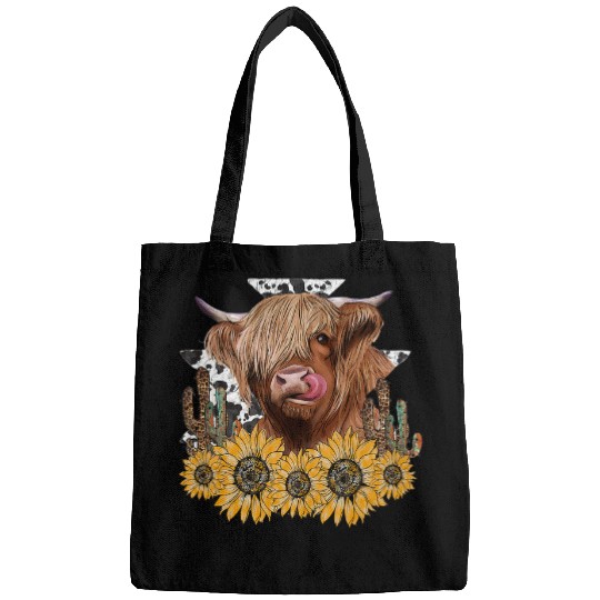 Cow Pet Western Highland Cow With Sunflower And Cactus Leopard Cow Bags