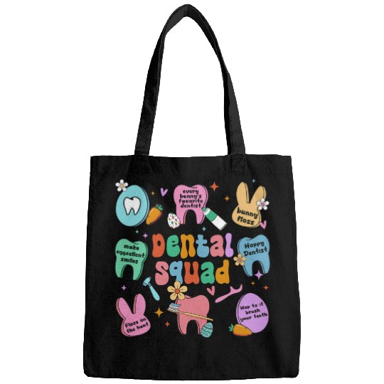 dentists Job Funny Teeth Dental Squad dentists Happy Easter Day 01 Bags
