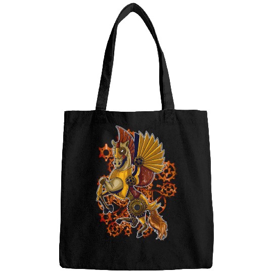 Horse Pet Steampunk Horse Mechanical Gears Pegasus Art Graphic Bags