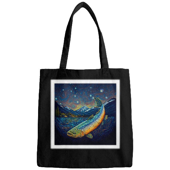 Fishing Fun Surrealism Starry Night Cutthroat Trout 1 Bags