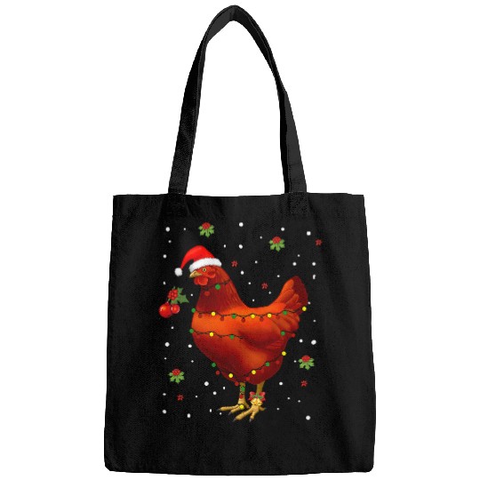 Chicken Pet Christmas Lights Chicken Santa Funny xmass Tree Bags