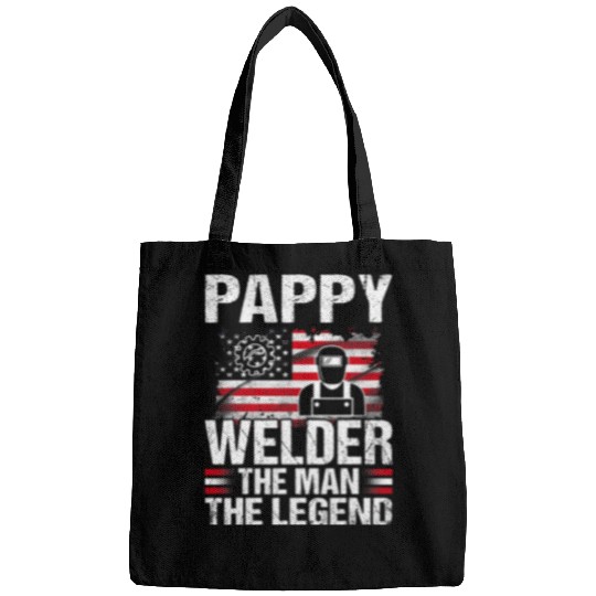 Welder Job Pappy Welder The Man The Legend Retro USA Flag Bags