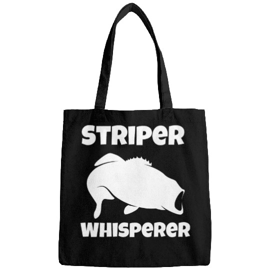 Fishing Fun Striper Whisperer Striped Bass Fish Illustration Fishing 1 Bags