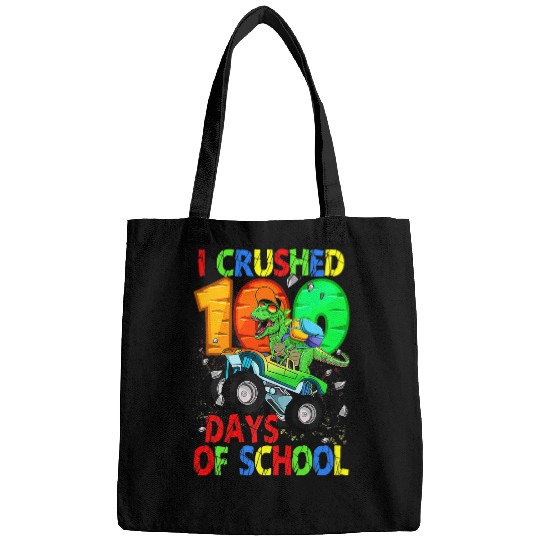 Dinosaur Pet I Crushed 100 Days of School Dinosaur Monster Truck Gift Boy Bags