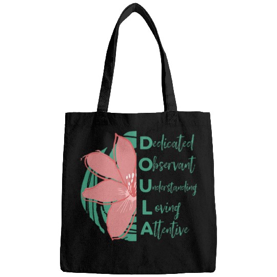 Womens Doula Quote Thank you Gift 2Acrostic Half Lotus Text Bags