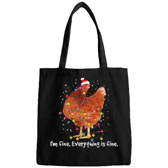 Chicken Pet xmass Lights Im Fine Everything Is Fine Christmas Bags