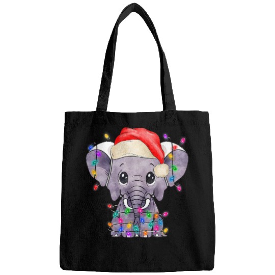 Elephant Mammal Christmas Light Funny Elephant Lover Xmas Bags