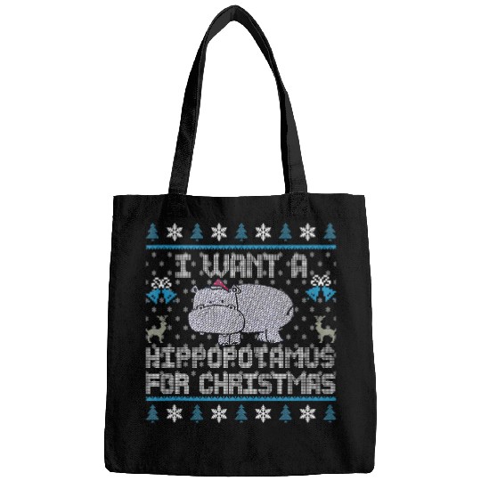 Hippo Pet I Want A Hippopotamus For Christmas Hippo Ugly Sweater Tank Top Bags