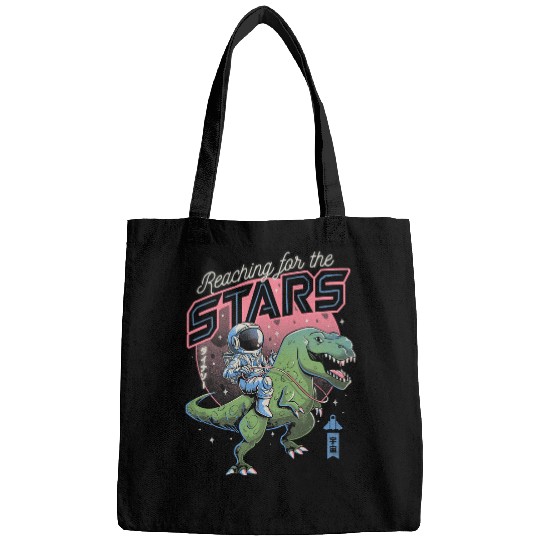 Dinosaur Pet Reaching for the Stars Cute Dinosaur Kawaii Astronaut TRex 51 Bags