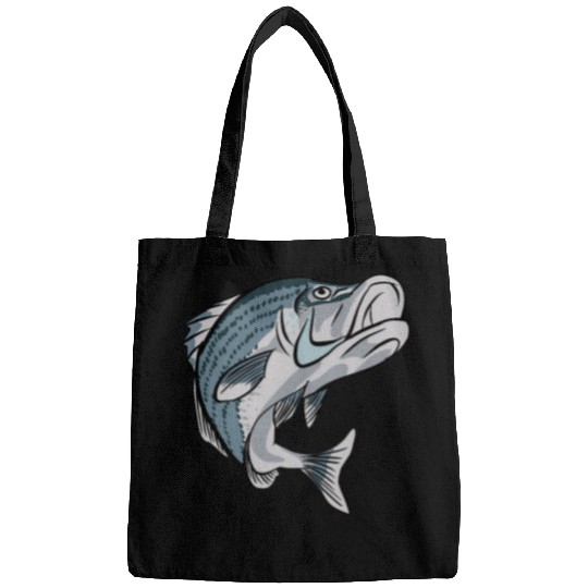Fishing Fun Striped Bass Graphic Mens Fishing Illustration Bags