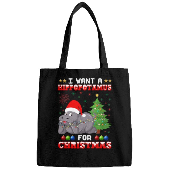 Hippo Pet I Want A Hippopotamus For Christmas Hippo Pajamas xmass Tree 194 Bags
