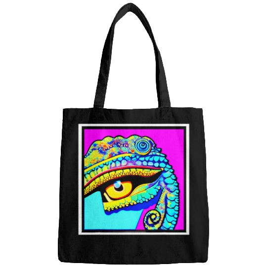 Chameleon Pet Pop Art Chameleon Fun Cute Funny Design For Men Women 2Kids Bags