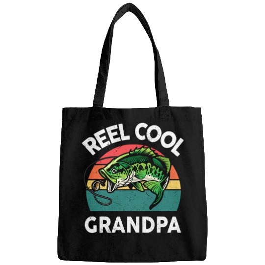 Fishing Fun Bass Fish Reel Cool Grandpa Fathers Day Gift Pop Dad Fishing Bags