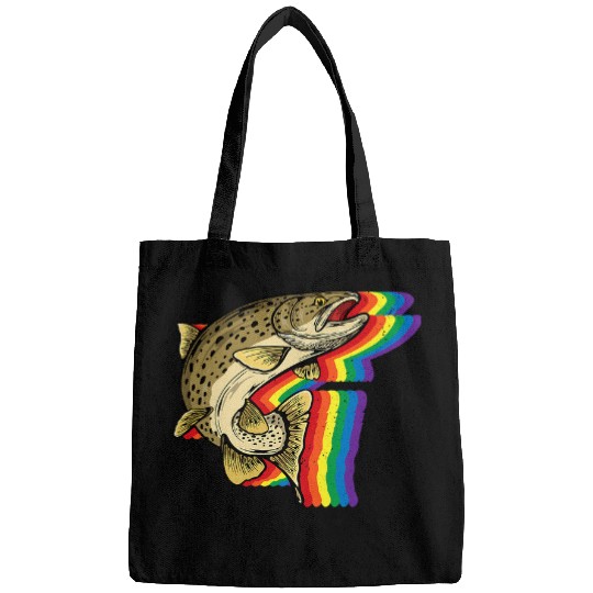 Fishing Fun LGBTQ Gay Pride Proud Rainbow Trout Fishing Lovers Bags