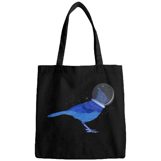 Astronaut Job Stellar Jay Space Bird Funny Clever Bird Watcher Tee Bags