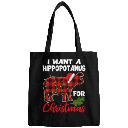 Hippo Pet I Want A Hippopotamus For Christmas Lights Hippo xmass Pajama 319 Bags