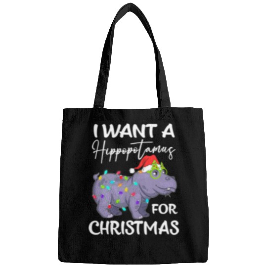 Hippo Pet I Want A Hippopotamus For Christmas Lights Hippo xmass Pajama 145 Bags