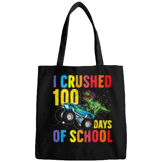 Dinosaur Pet I Crushed 100 Days of School Monster Trucks Gift Boy T Rex Bags