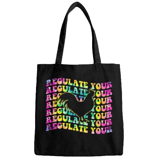 Chicken Pet Regulate Your Cock Funny Rooster Womens Rights Bags