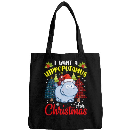 Hippo Pet I Want A Hippopotamus For Christmas Funny Hippo xmass Pajamas 105 Bags