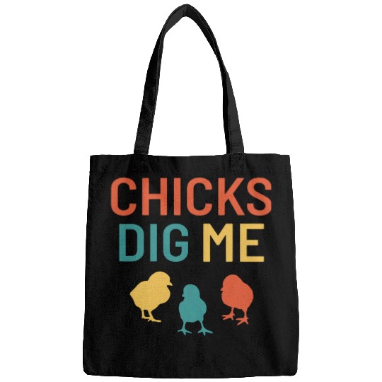 Chicken Pet Chicks Dig Me Easter Pun Cool Chicken Retro vintages Egg Hunt Bags