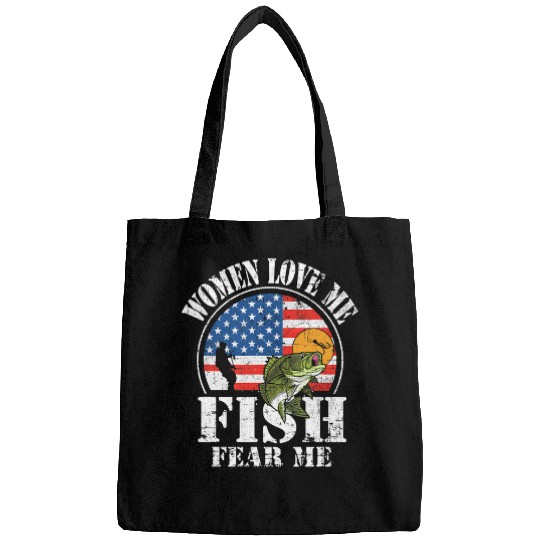 Fishing Fun Women Loves Me Fish Fear Me Men vintages Bass Fishing Bags