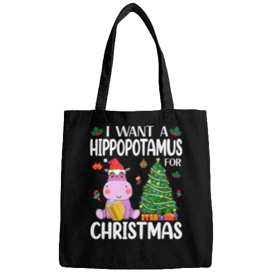 Hippo Pet I Want A Hippopotamus For Christmas Lights Hippo xmass Pajama 227 Bags