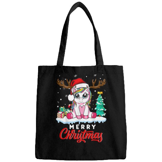 Unicorn Pet Cute Christmas Unicorn with Santa Hat funny 9 Bags