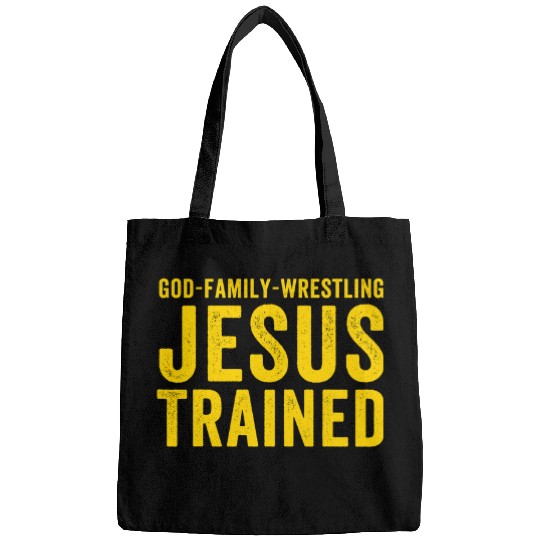 Sport Wrestling Jesus Trained God Family Wrestling Jesus Trained Bags