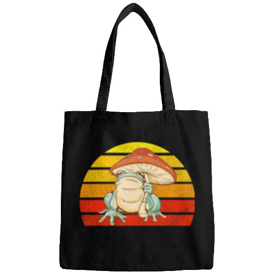 Frog Pet Cottagecore Aesthetic Frog Mushroom Hat vintages Retro Bags