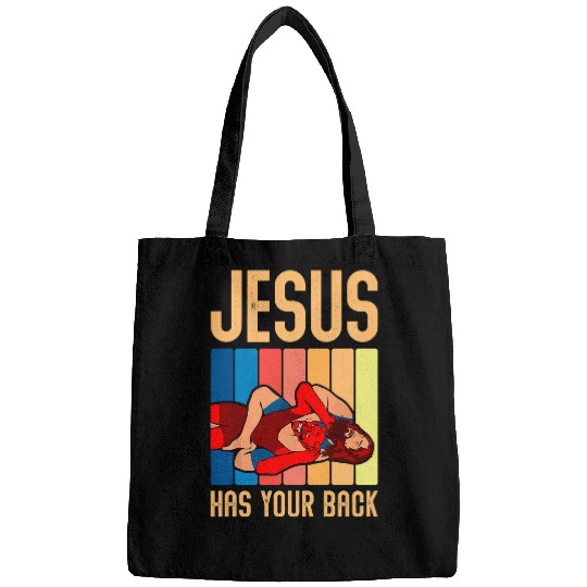 Sport Wrestling Jesus Has Your Back Funny vintages Wrestler Wrestling Bags