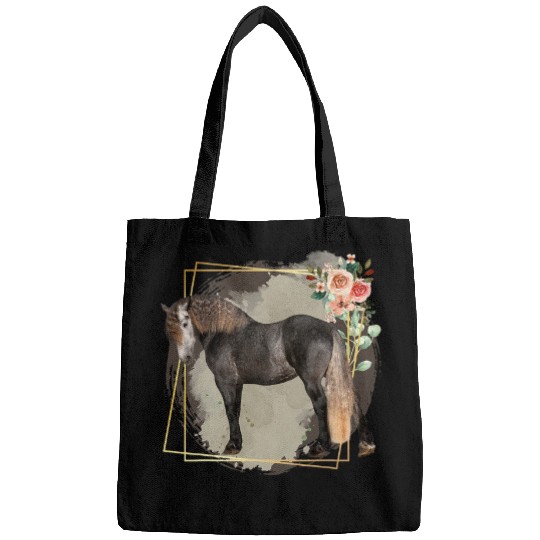 Horse Pet Dappled Gray Baroque Draft Horse and Flowers Bags