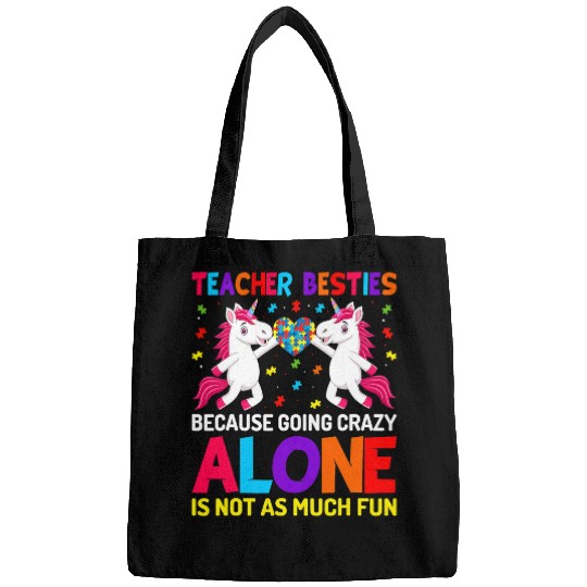 Autism Puzzle Teacher Besties Autism Awareness Autism Teacher 1 Bags