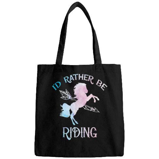Horse Pet Id rather be riding horse Horse Lover Watercolor style Bags