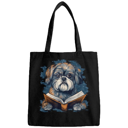 Book Fun Shih Tzu Mom Dad Dog Lover Bookworms Reading Bags