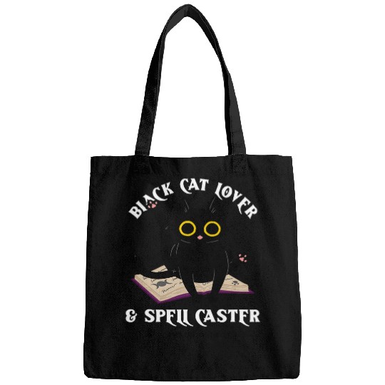 Book Fun Black Cat on Magic Spell Book Wiccan Pagan Reader Bags