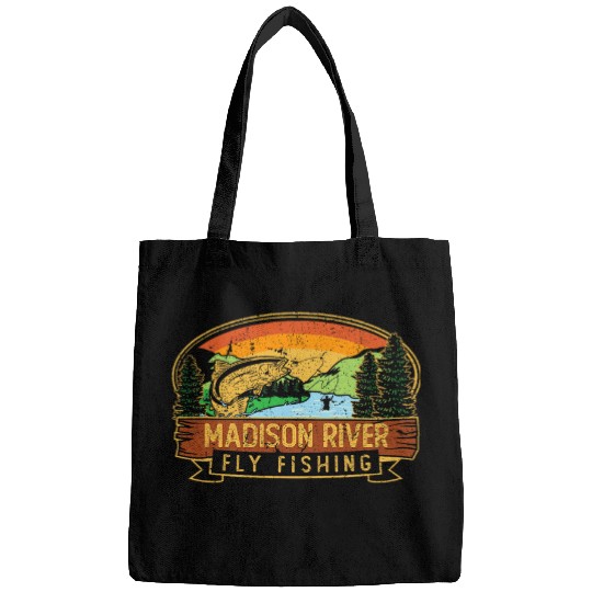 Fishing Fun Madison River Fly Fishing Fisherman Montana Wyoming Bags