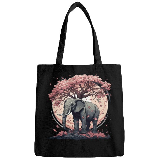 Elephant Mammal Cherry Blossoms Tree Bags
