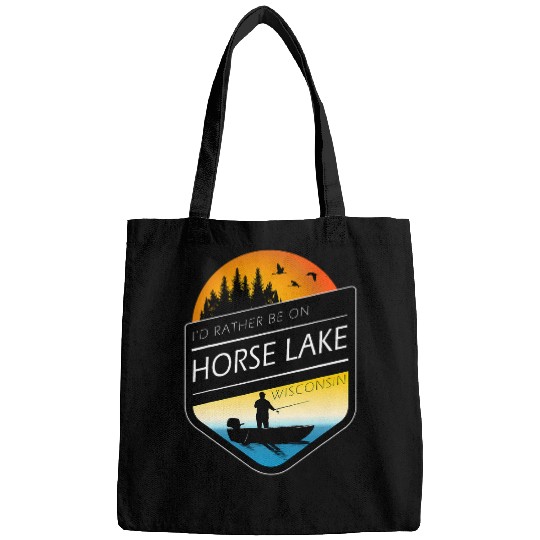 Horse Pet Id Rather Be On Horse Lake Wisconsin Sunset Fishing Bags