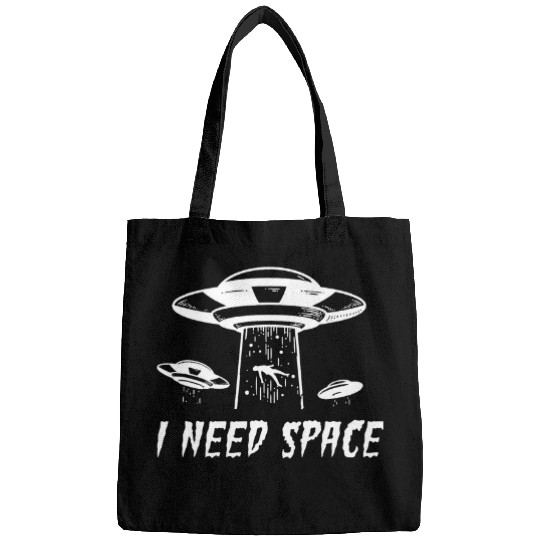 Aliens UFO I Need Space Funny UFO ET Alien Abduction Retro Humor Bags