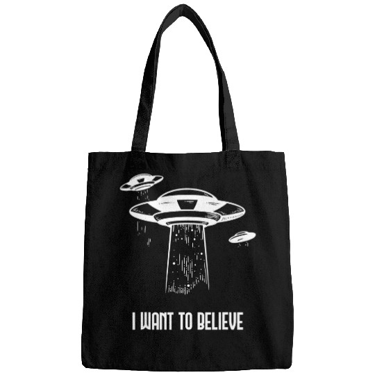 Aliens UFO I Want to Believe UFO Aliens TV Retro 90s Alien Abduction Bags