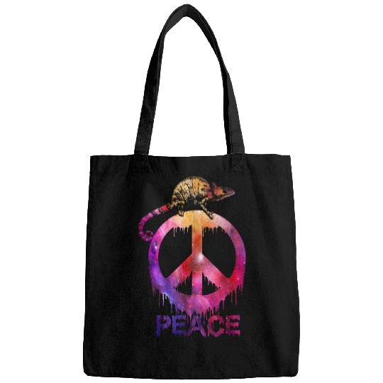 Chameleon Pet Tie Dye Galactic Peace Symbol Animal Lover Bags
