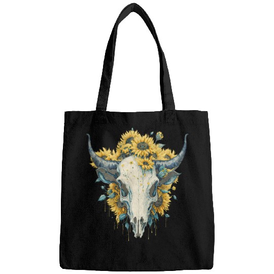 Cow Pet with sunflowers bohemian Bags