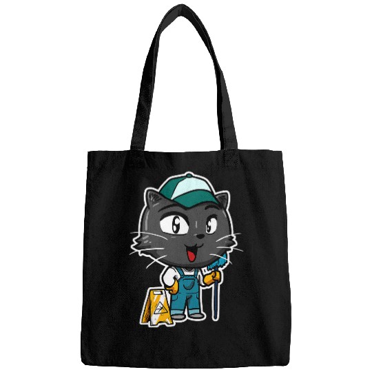 Cute Kawaii Cat Housekeeping Cleaner Janitor Cat Lover Bags