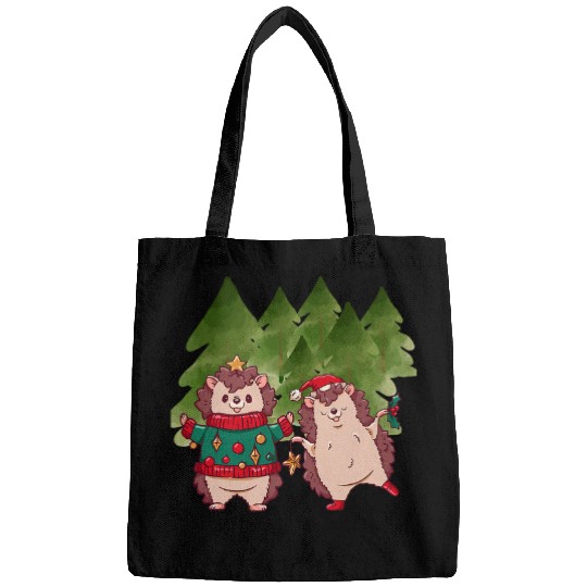 Hedgehog Pet Christmas Hedgehogs Fun Wood Bags
