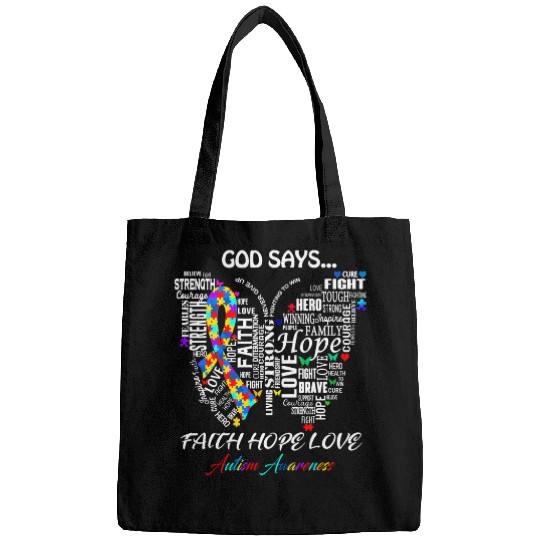 Autism Puzzle Butterfly Faith Hope Love Autism Awareness Gifts Bags