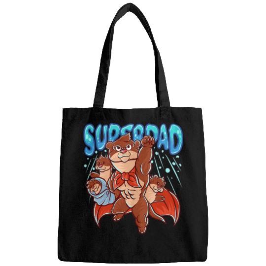 Otter Pet Otters Dad Super Dad Superhero Daddy Papa Fathers Day Bags